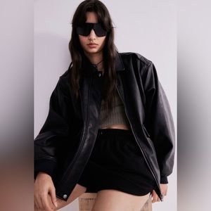 H&M bomber leather jacket